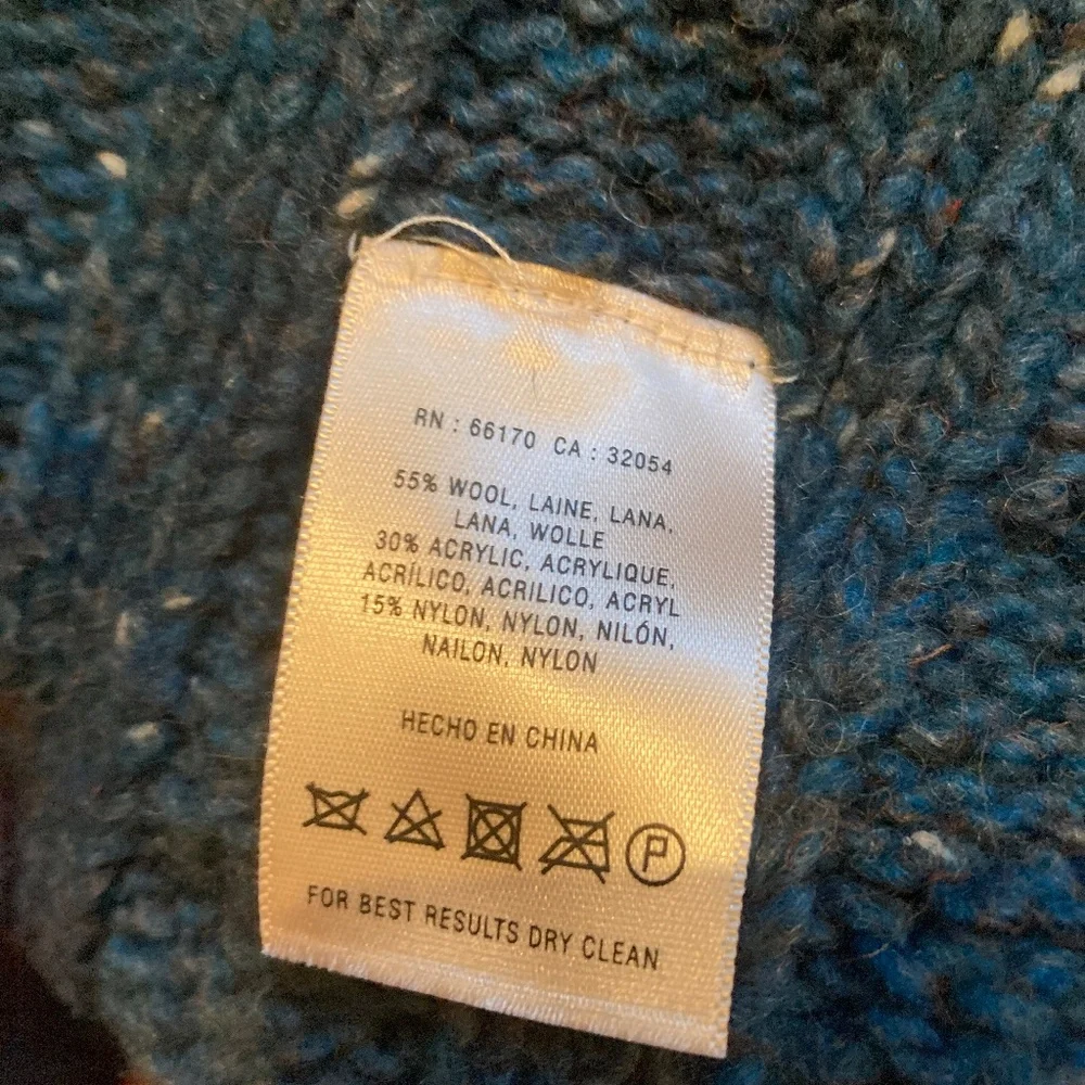 Anthropologie Teal Speckled Cable Sweater Cardigan Size S by Sleeping on Snow